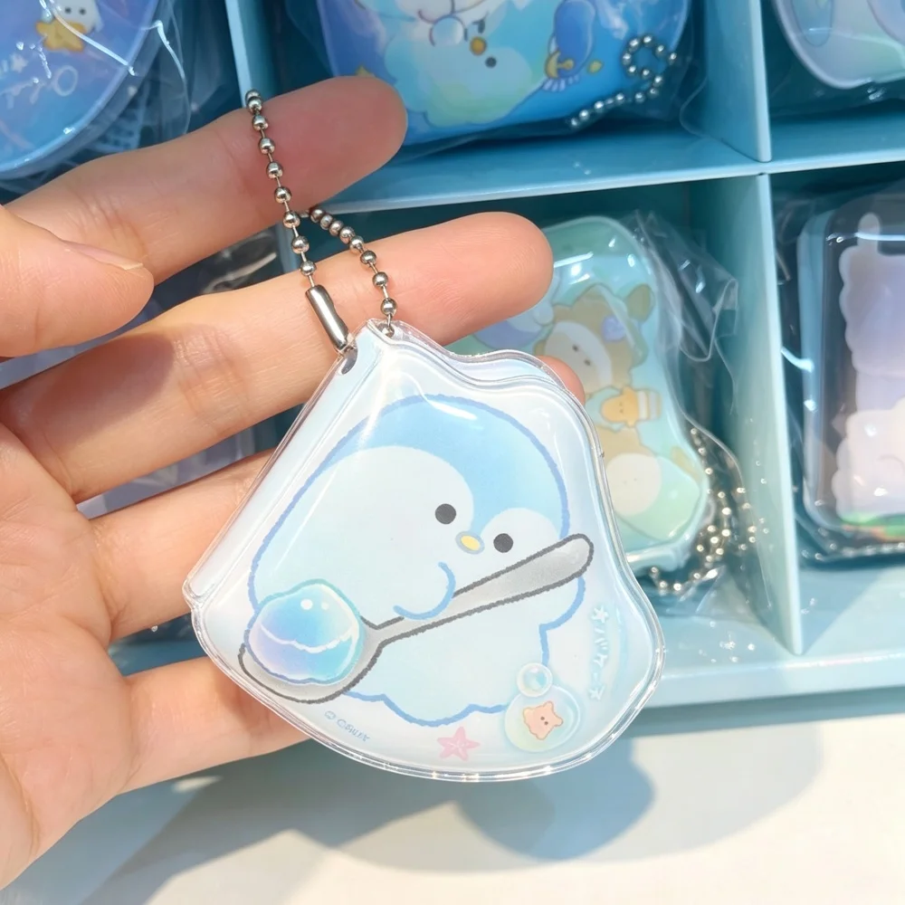 Soft Shell Pocket Notebook with Hanging Chain Cartoon Penguin Cover Blank Inner Pages Ocean Serie Notepad Book School Stationery