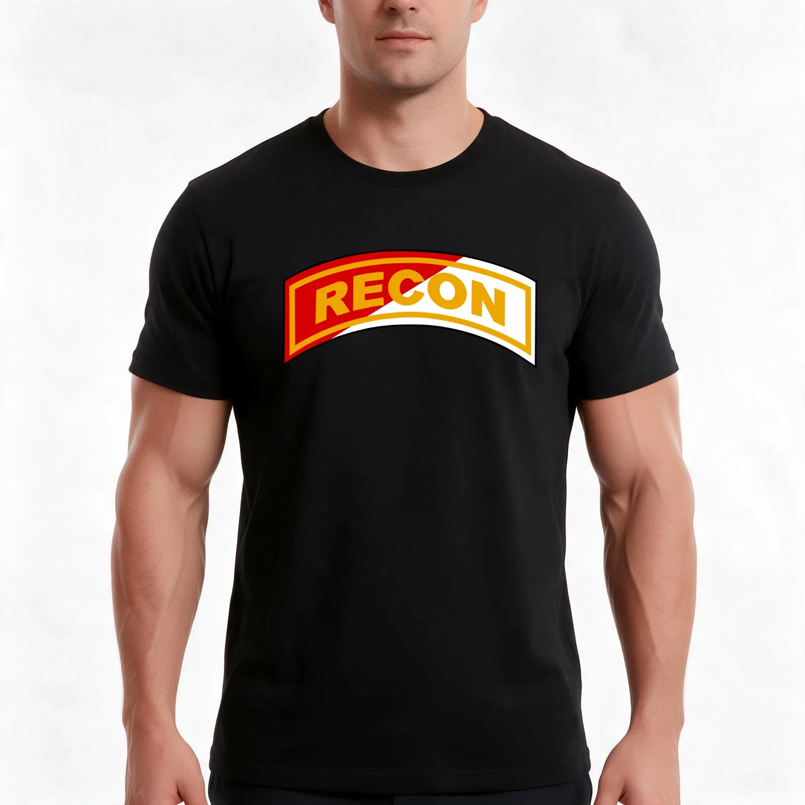 Recon Tab - Cav Scout colors T-Shirt, Summer Casual Cotton Tee, Oversized Streetwear Tops, Vintage Graphic Print, 100% Cotton