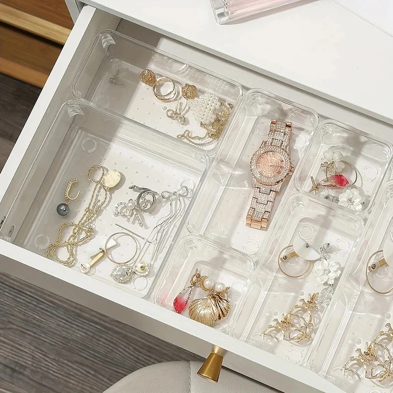 7Pcs Clear Plastic Drawer Organizer Set – Transparent Storage Bins for Desk, Bathroom, Makeup & Vanity gallery 5