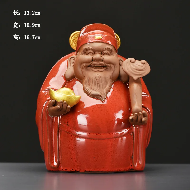 GOOD Mascot # Asia FU LU SHOU Three stars 3 Gods of wealth Ceramics Sculpture statue Home company shop bring money good luck