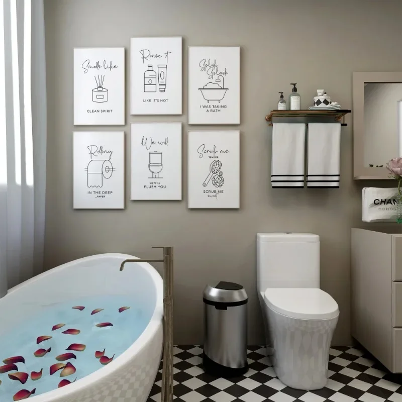 Funny Music Lover Bathroom Humor Quotes Posters and Prints Canvas Painting Simple Wall Art Pictures for Toilet Home Decoration