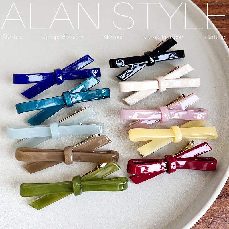 

6.6cm Long Acetate Alligators Bow Hair CLips Barrettes Red Duckbills for Girls Headwear