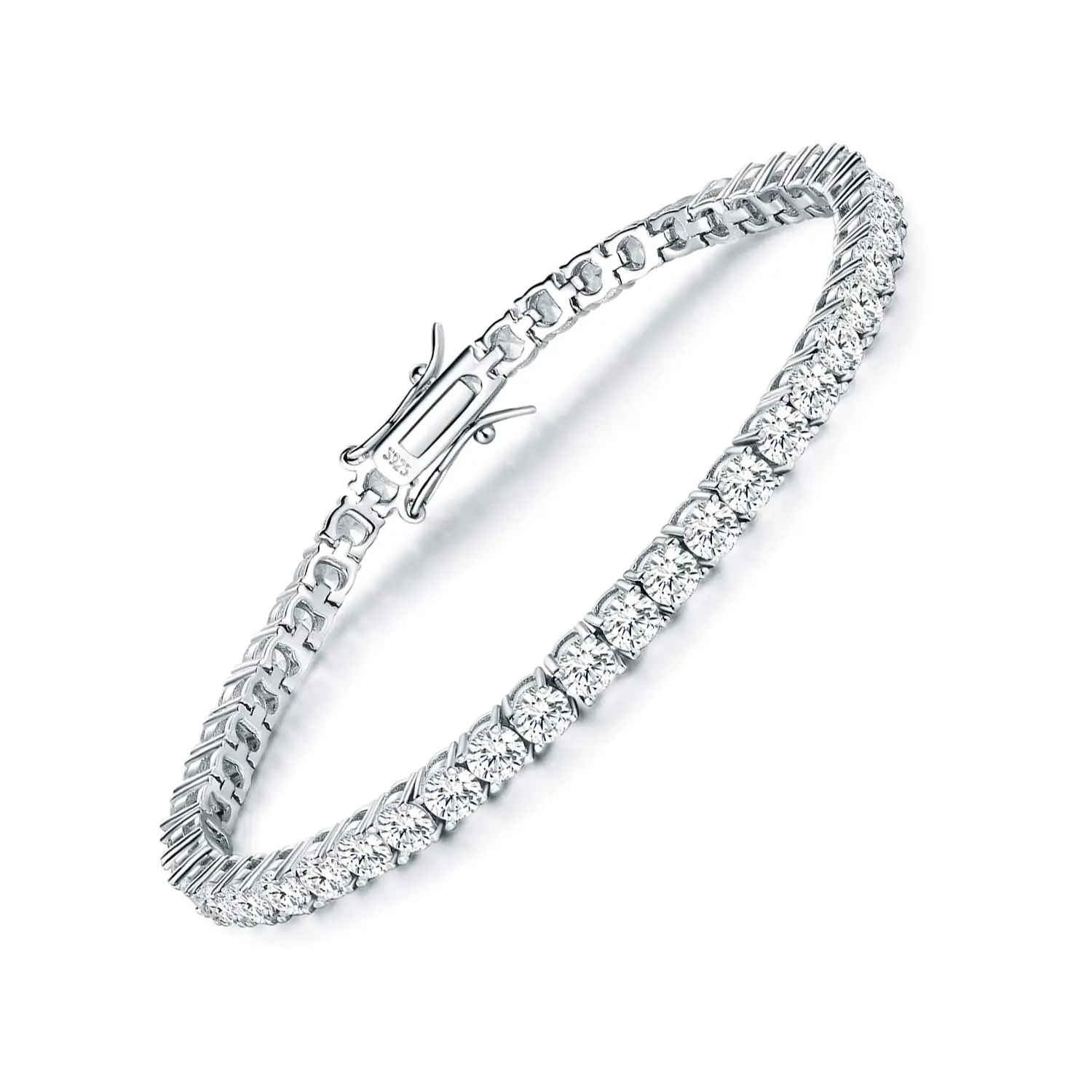 Pure Silver 17-20 cm Bracelet Pave 3 mm Montana Blake Semi Precious Sapphire Beautiful Real 925 Tennis Jewelry For Women/Men