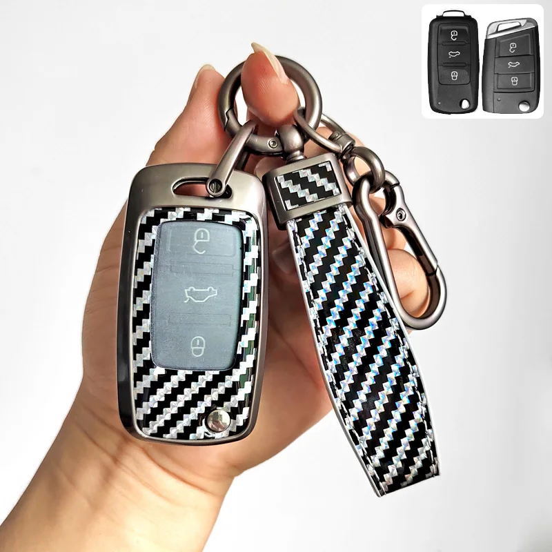 

Zinc Alloy + PU Leather Car Key Fob Cover Case For VW Volkswagen Polo Tiguan Passat B5 B6 B7 Golf 4 5 6 MK6 Jetta Lavida Octavia