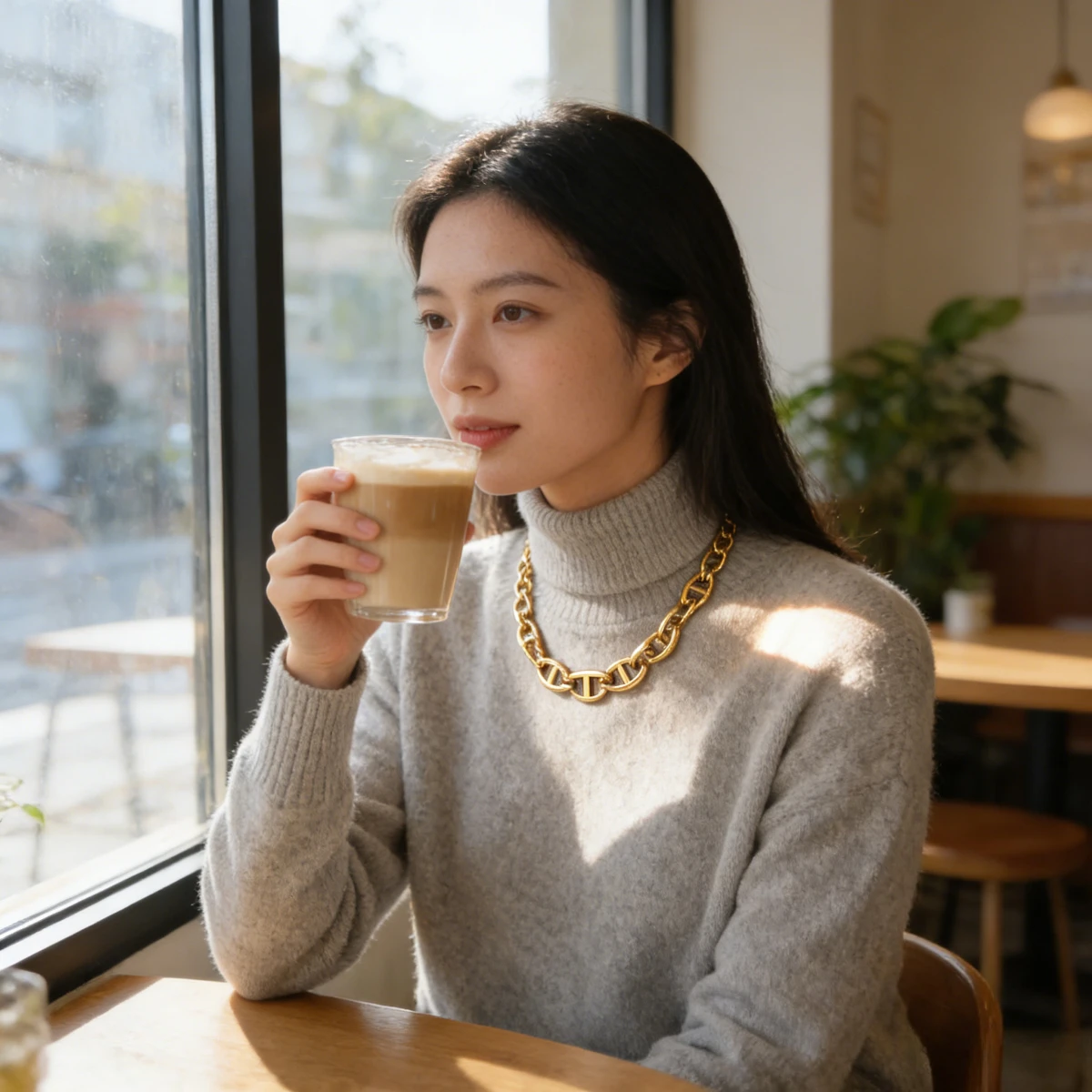 

18K stainless steel women's necklace bracelet does not fade, high-end versatile hip-hop jewelry men's jewelry gift