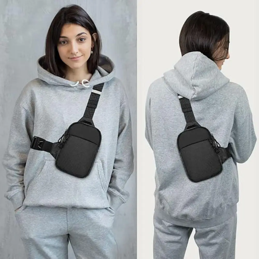 Trendy Waterproof Crossbody Slings Bag Oxford Unisex Mobile Phone Bag Portable Mini Chest Bag Running