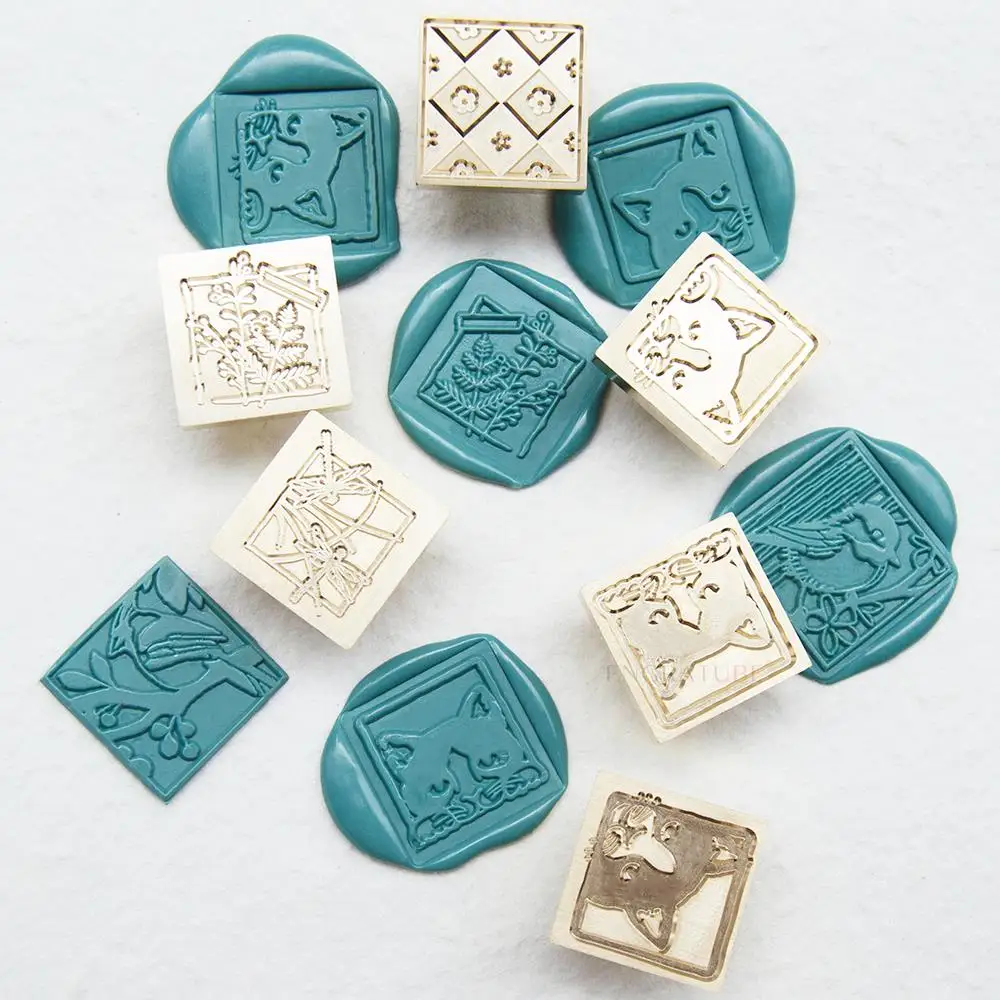 22/25/30mm Square Wax Seal Stamp Botanical Plant Handbook For Scrapbooking Cards Envelopes Wedding Invitations Gift Packaging