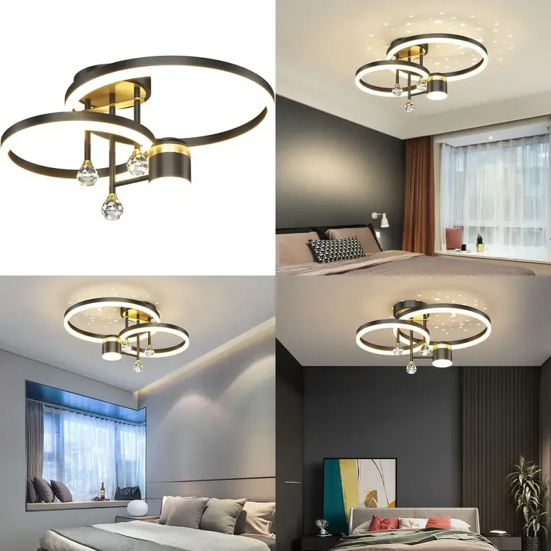 Modern Crystal Ceiling Light Luxury Starry Sky Design Simple Art Fixture for Master Bedroom Living Room Home Decor