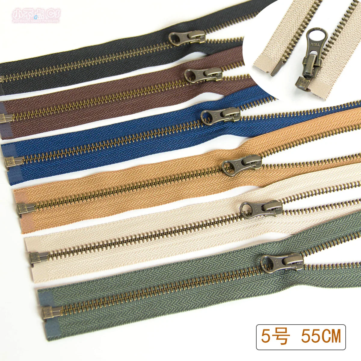 55CM YKK5, open tail metal bronze teeth, coat jacket clothing open zipper accessories