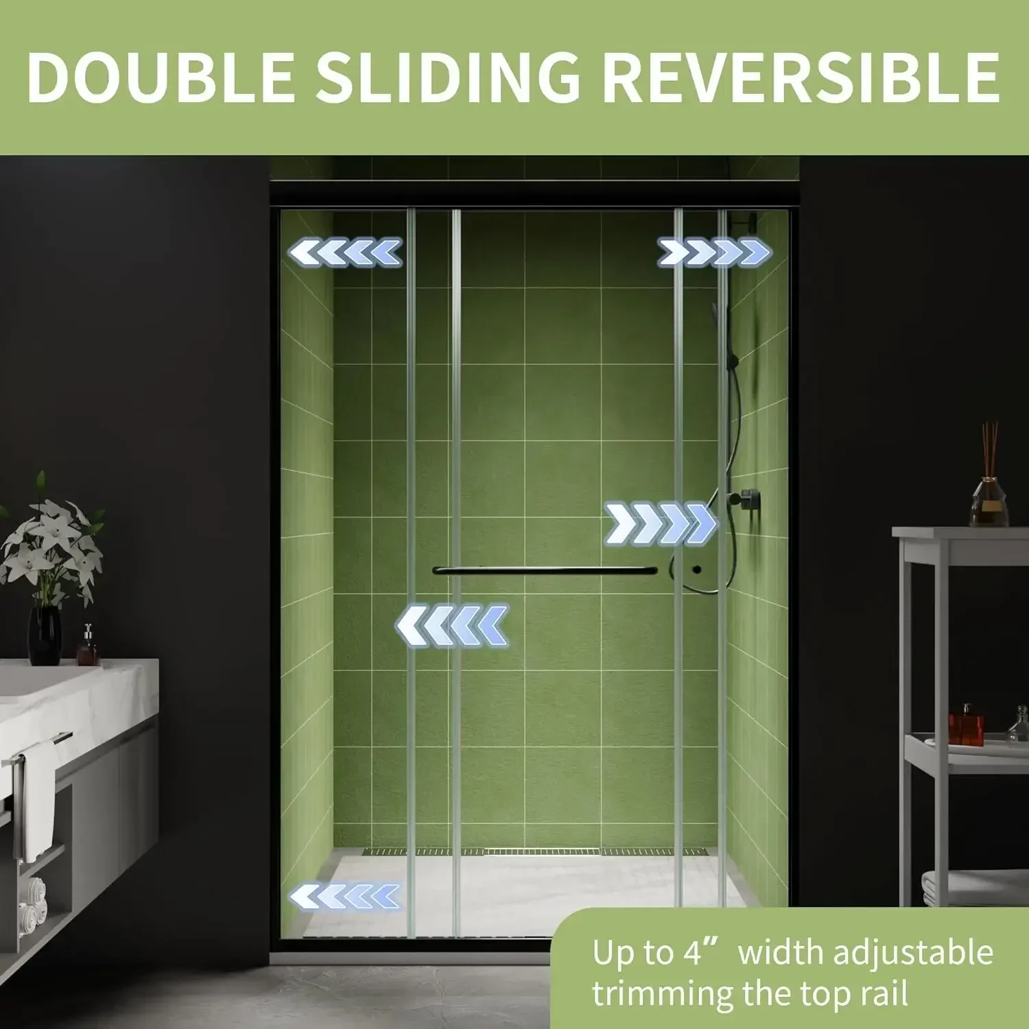 44-48 in.W x70 in.H Semi-Frameless Sliding Shower Door,Sliding Shower Door with 1/4