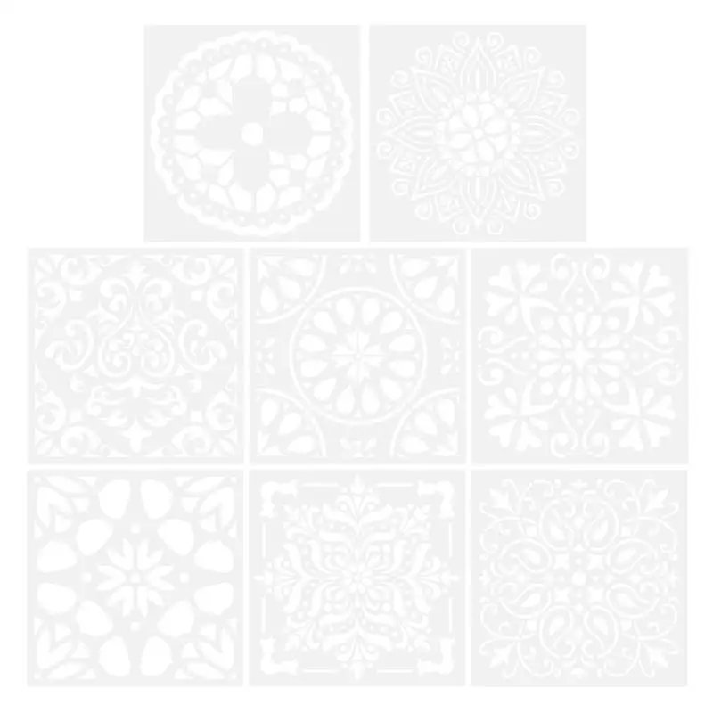 8pcs Reusable Stencils Set Hollow Out Hollow Mandala Hollow Mandala Wall Template Stencil Flower Drawing Stencil Floor Wall