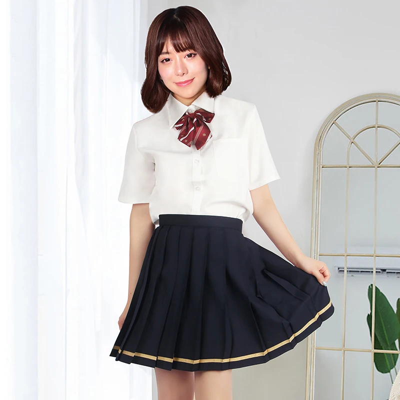 Ohyeahlady Women's Student JK Uniforms Set Plus Size Sexy School Cosplay Costume College Style Sailor Blouse Pleated Skirt Suit