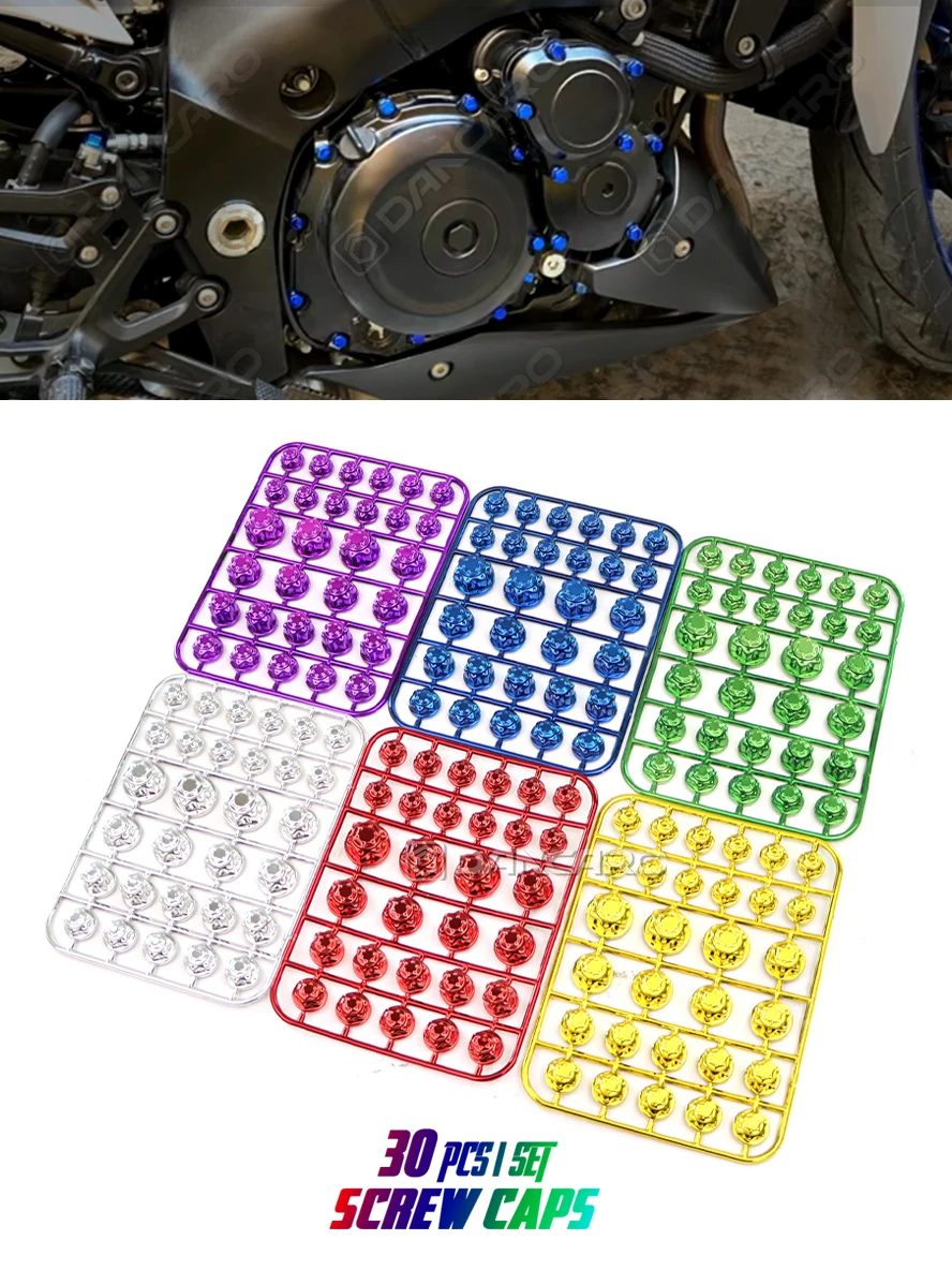 AliExpress dancaro 30PCS/Set Universal Motorcycle Screw Cap Cover Head Body Decorative Engine Nut Bolt Caps Car Bicycle