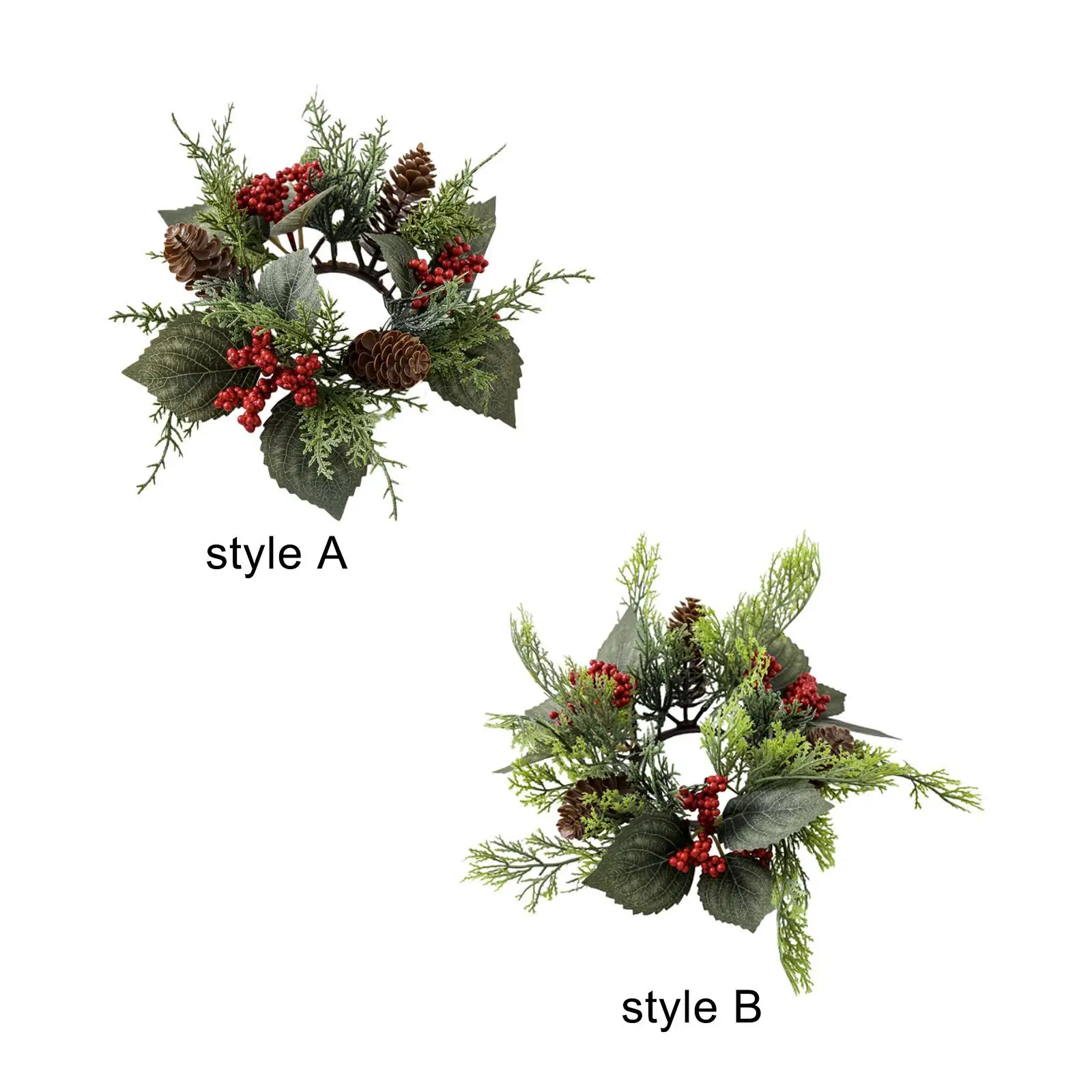 Pillar Candle Ring Wreath Snowy Pine for Living Room Front Door Thanksgiving