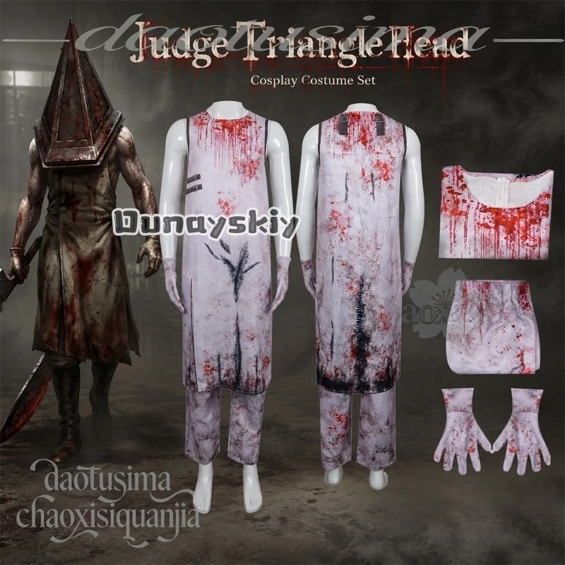 Camiseta sin Mangas de Cosplay de Juego de Terror Anime 'Judge Triangle' 2026 NUEVA para Fiesta de Halloween, con Aspecto de Sangre Falsa y Desgastado