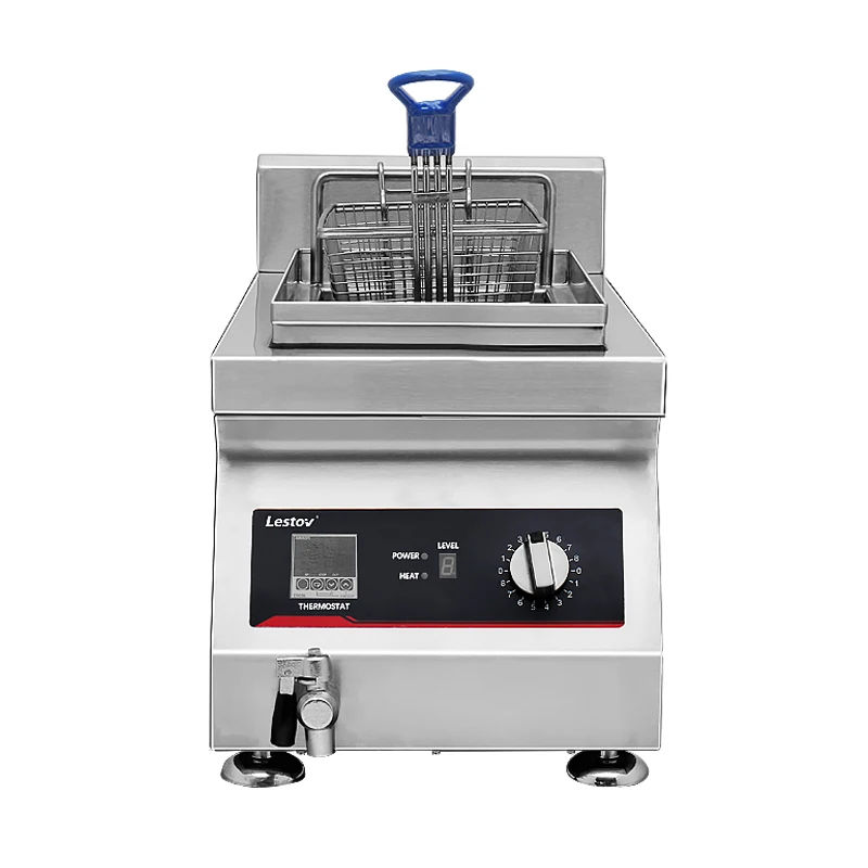 

Lestov Brand Tabletop Single Basket Restaurant Induction Fryer for Turkey Wings Pipes Fish with Thermostatic
