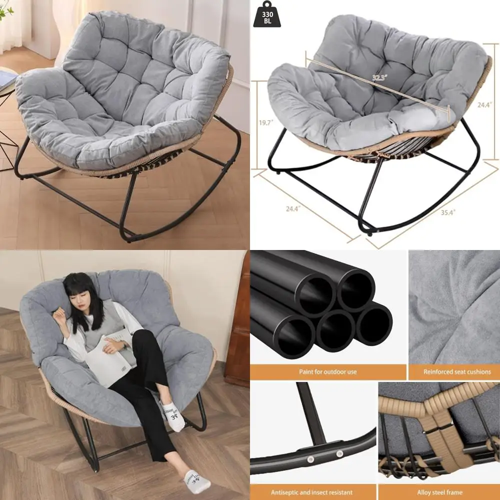 Indoor and Outdoor Rocking Chairs, Papasan Seating, Patio and Porch Furniture Sets, Indoor Wicker Lounge Chairs, Ergonomic Egg R