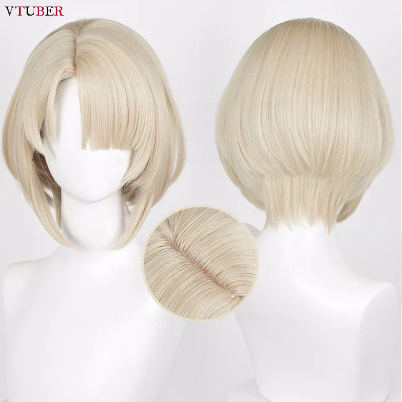 

Fontaine Freminet Cosplay Wig Short Heat Resistant Synthetic Hair Game Genshin Cosplay Role Play Anime Wigs + Wig Cap