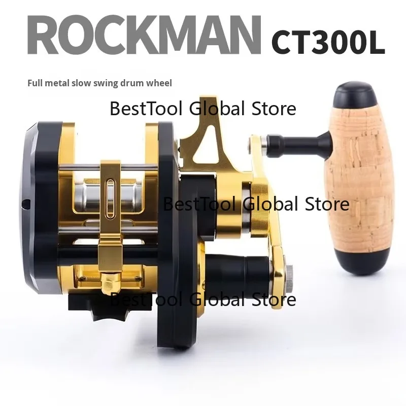 All-metal Drum Wheel Slow Jigging Reel CT300 30kg Drag 5.0:1 Gear Ratio Sea Boat Bait Casting Fishing Reel