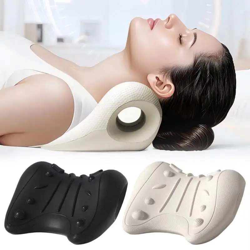 NEW 1Pcs Ergonomic Neck And Shoulder Massage Pillow Vertebrae Relax For Home Use Helps Stretch Cervical
