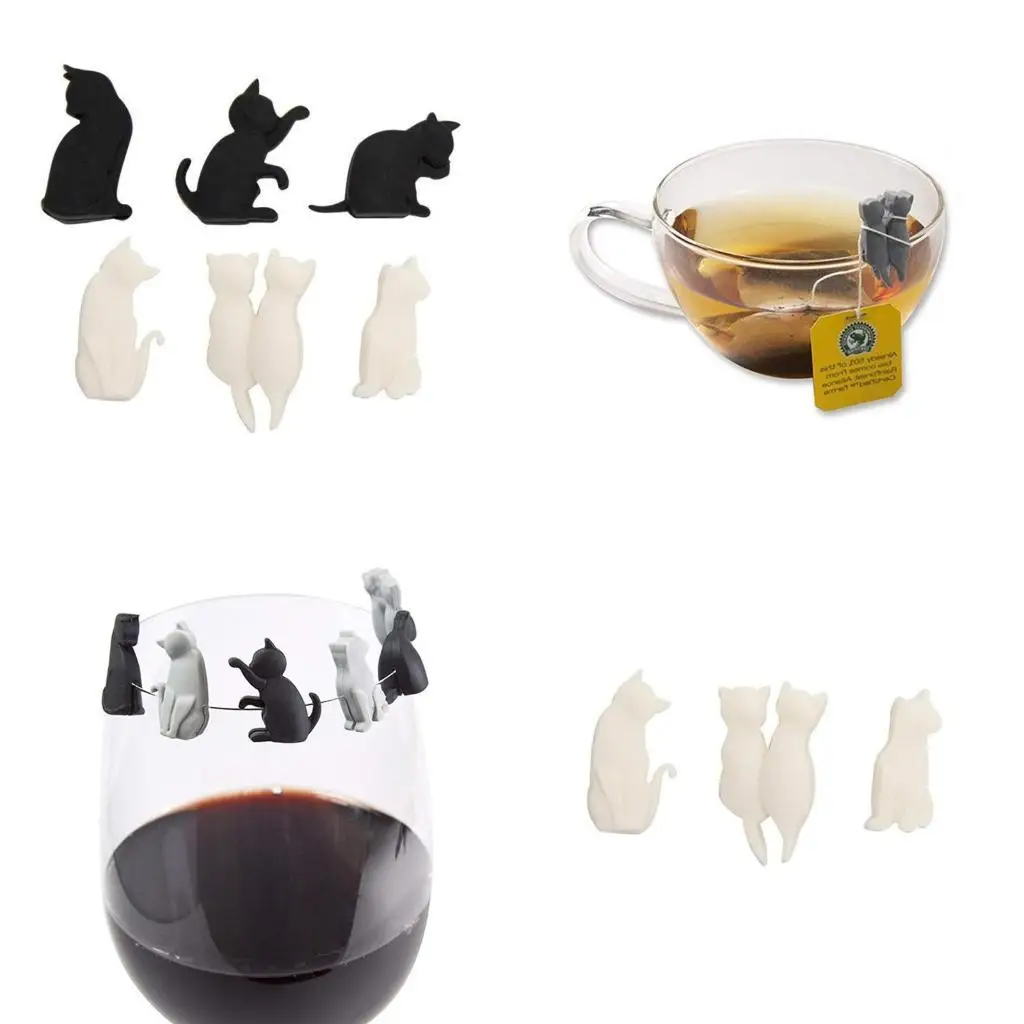 

E8BD Wine Glass Markers Set of 6 Decorative Tags Home Festival Wedding Party Decor