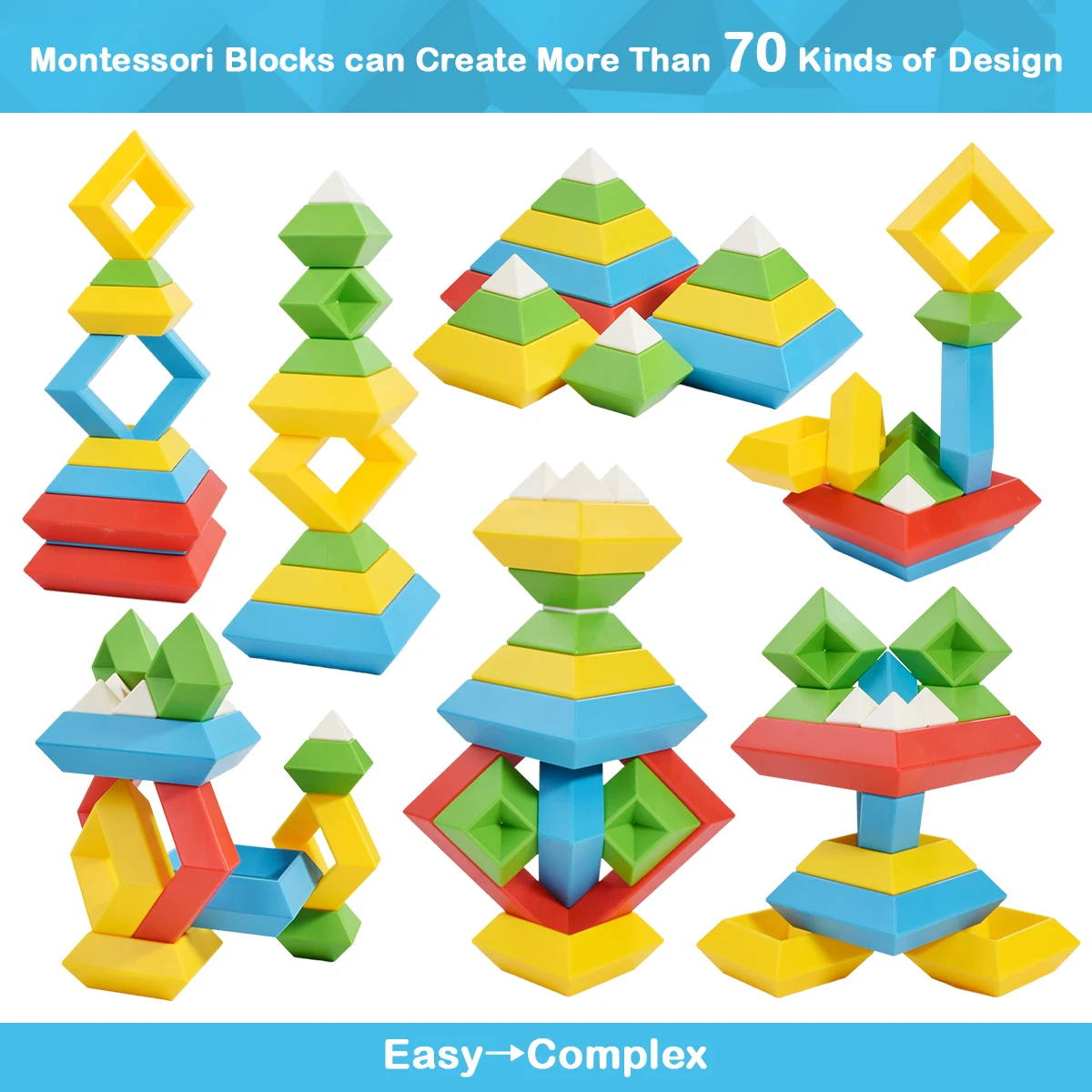 Creative Nesting & Stacking Block Toys Set Pyramid Stacking Tower Assembly STEM Toy for 2 3 4 5 Years Girls Boys Gift Christmas