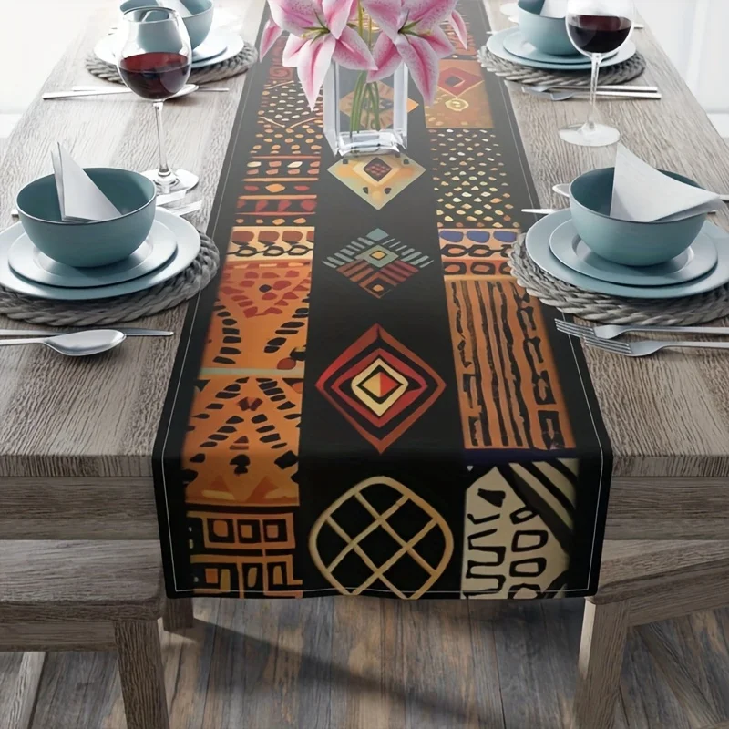 VIKAMA African Tribal Pattern Table Runner Traditional Home Decoration Housewarming Table Decoration Outdoor Picnic Decoration