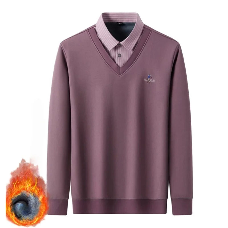 Zimowy ciepły komplet wakacyjny, dwuczęściowy, męski, pluszowy, gruby, z długim rękawem, modny, odporny na zimno, bluzki, streetwearowe koszule.