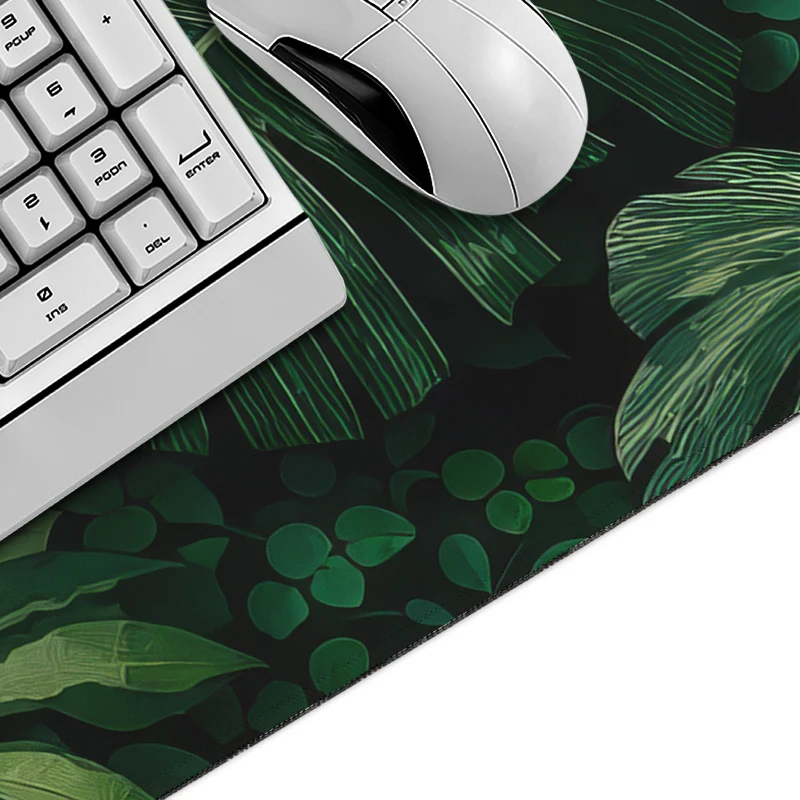 Green Tropical Plants Mouse Pad Gamer printon demand HD Mousepad XXL Playmat Office Natural Rubber Gaming laptop Mouse Mats