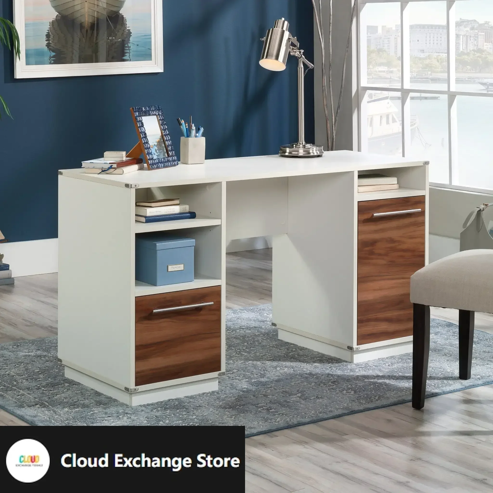

Vista Key Double Ped Desk, Blaze Acacia Finish