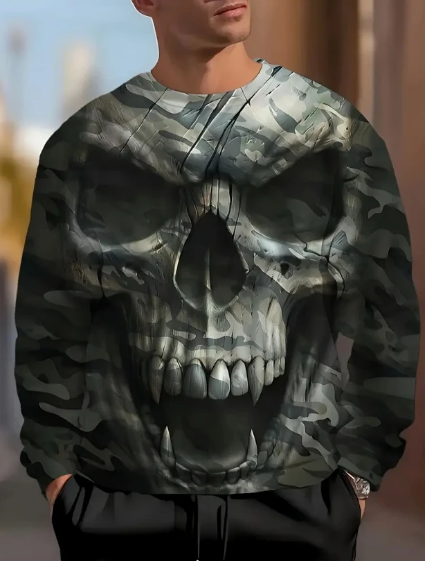 

Men's Color Block Heart Print Knit Sweatshirt - Black & Red Contrast Design, Casual Round Neck Long Sleeve Pullover
