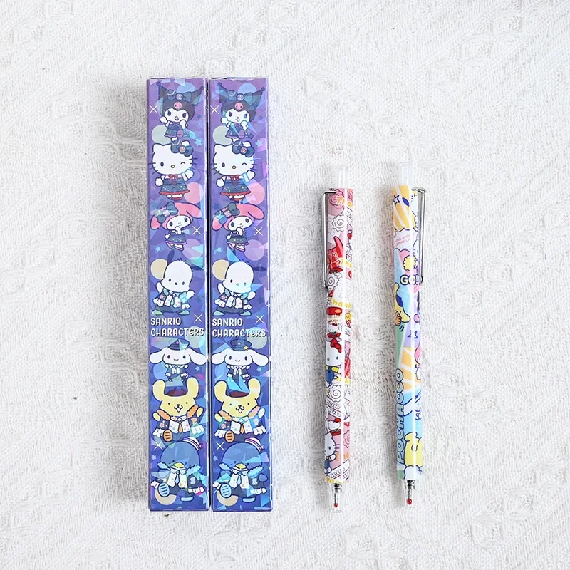 

24pcs/lot Kawaii Sanrio Melody Kuromi Cinnamoroll Kitty Press Gel Pen Cute 0.5mm Black Ink Neutral Pens Office School Supplies