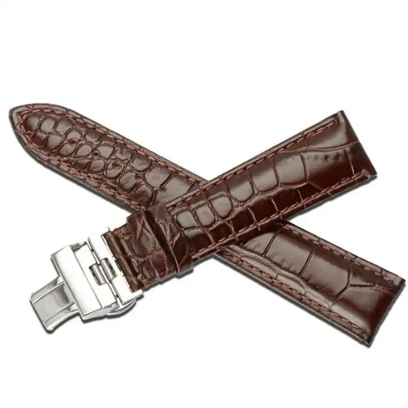 

2025 High Quality Black Brown Genuine Imported Leather Watchband 20 22 23Mm Deployment Clasp Calfskin Strap Fit For Armani Watch