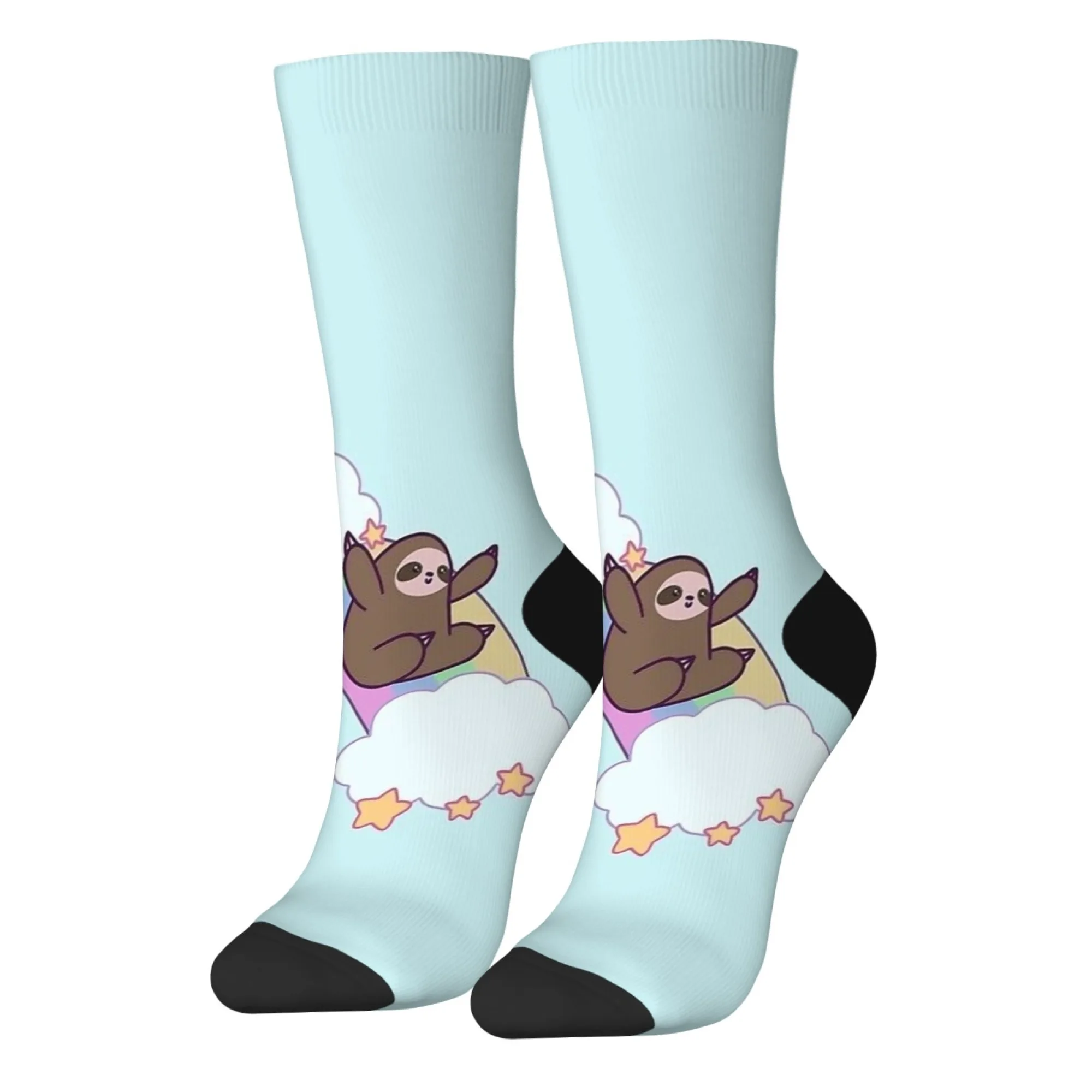 جوارب لطيفة على شكل قلب دافئ بألوان قوس قزح باللون الأزرق الفاتح بتصميم غريب الأطوار للملابس غير الرسمية وأنماط Kawaii ملابس منزلية مثالية