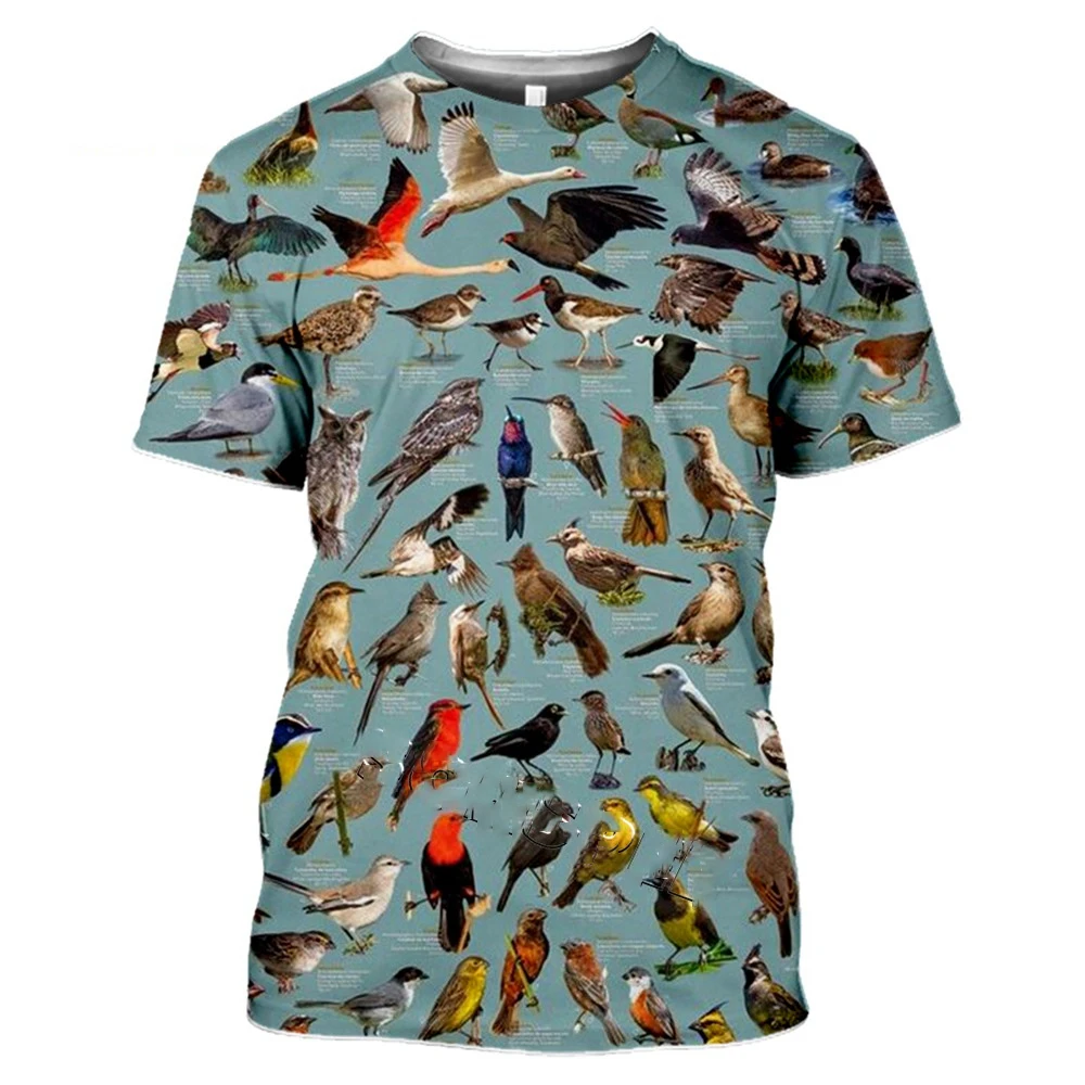 Wide Variety Bird 3d Print Summer Men\'s Round Neck T-shirt Casual Short Sleeve Oversized Pullover Fashion Tee Tops Men Clothing