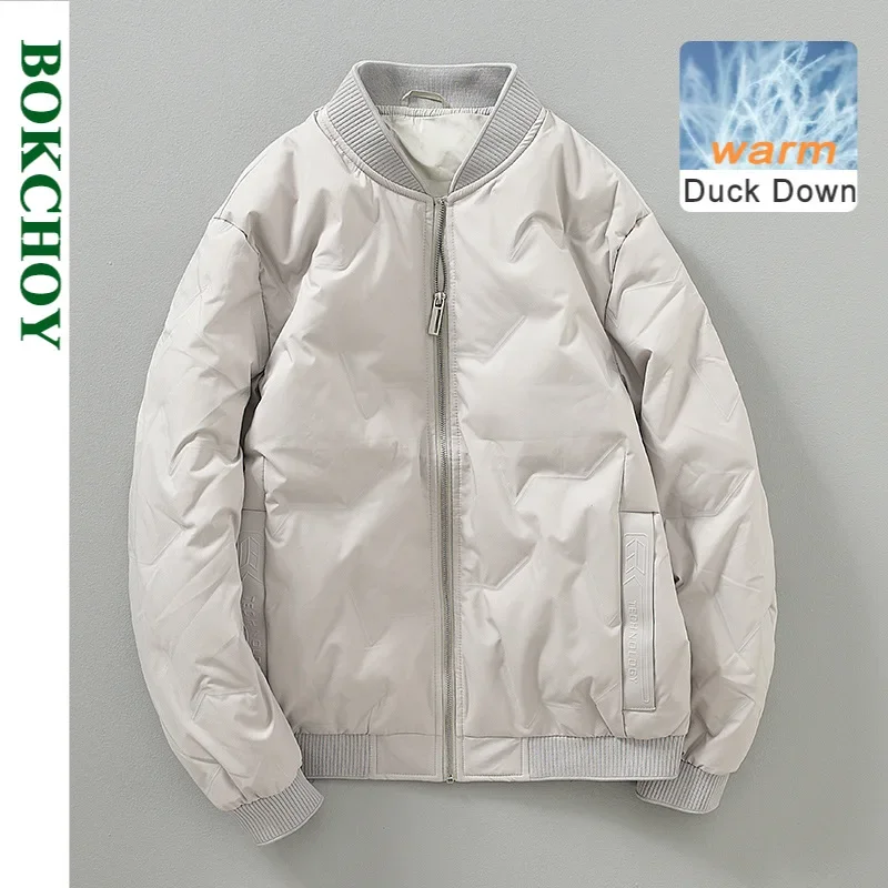 

2024 Winter New Casual 90% White Duck Down Thicked Men Jacket Simple Warm Zipper Down Jacket J220201