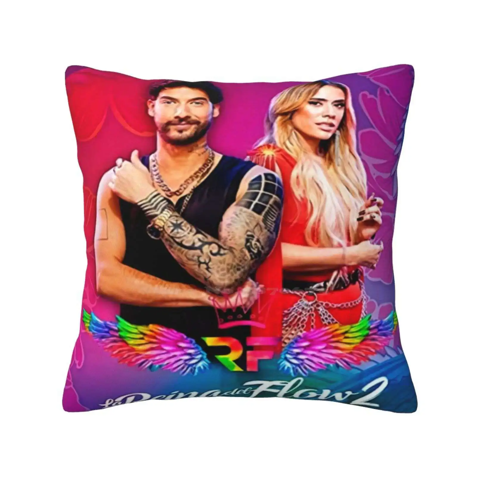 La Reina Del Flow Home Sofa Car Cushion Cover Pillowcase Cool Retro Vintage Classic Aesthetic Colorful Band Music Singer Album