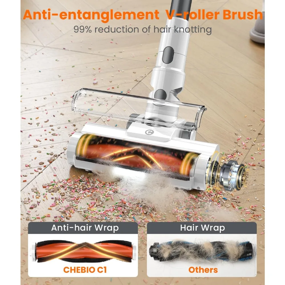 Vacuum Cleaner, 40Kpa Vacuum Cleaners for Home, Max 50 Mins Runtime, Anti-Tangled & 1.6L Dust Cup Stick Vacuum