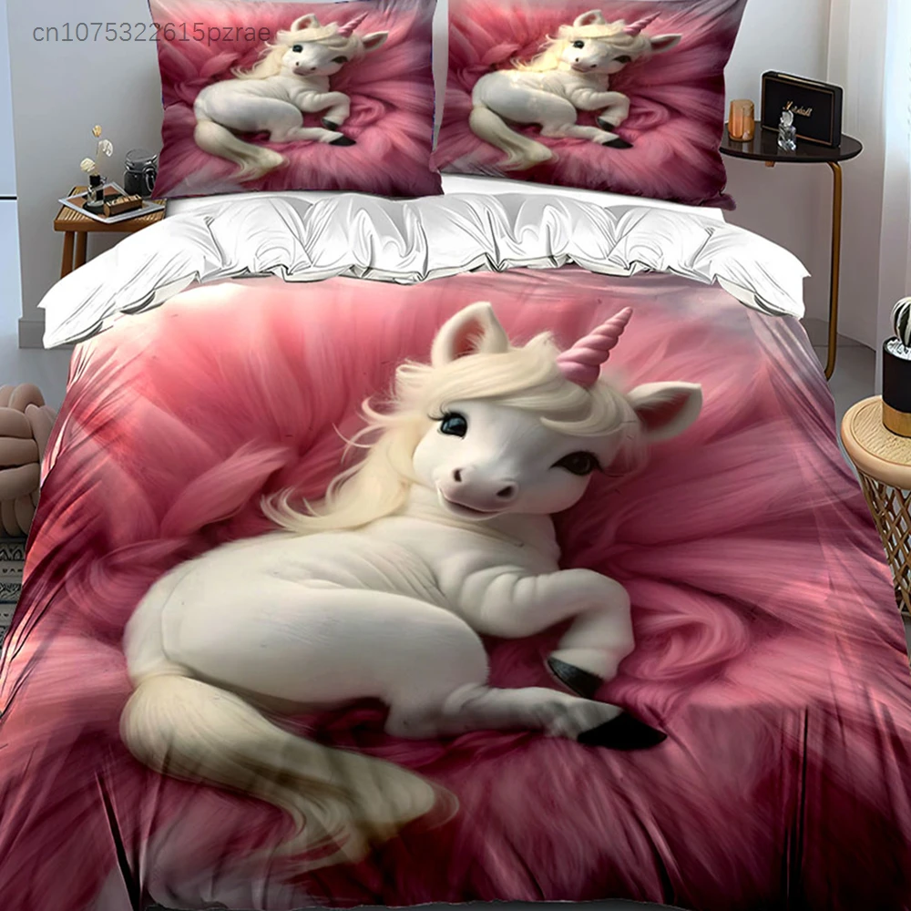 Soft Unicorn Plush Set Decor Multiple Sizes kid's And adults' Bedroom Exquisite 3PC Bedding set, Gift