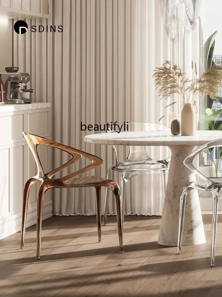 إيطاليا كرسي البولي كربونات الشفاف الايبوكسي كريستال غرفة المعيشة الطعام كرسي Rochburg الاكريليك كرسي الأثاث #3