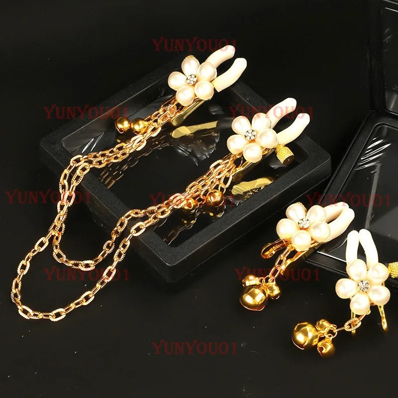 Delicate Pearl Petals Bell Clips Grape Clips Body Chain Out Couple Jewelry