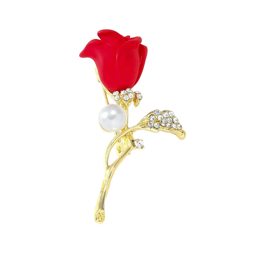 1Pc Red Rose Flower Brooch for Women Men Exquisite Flower Plant Pins Brooches Jewelry Trendy Accessories Party Gifts 2026
