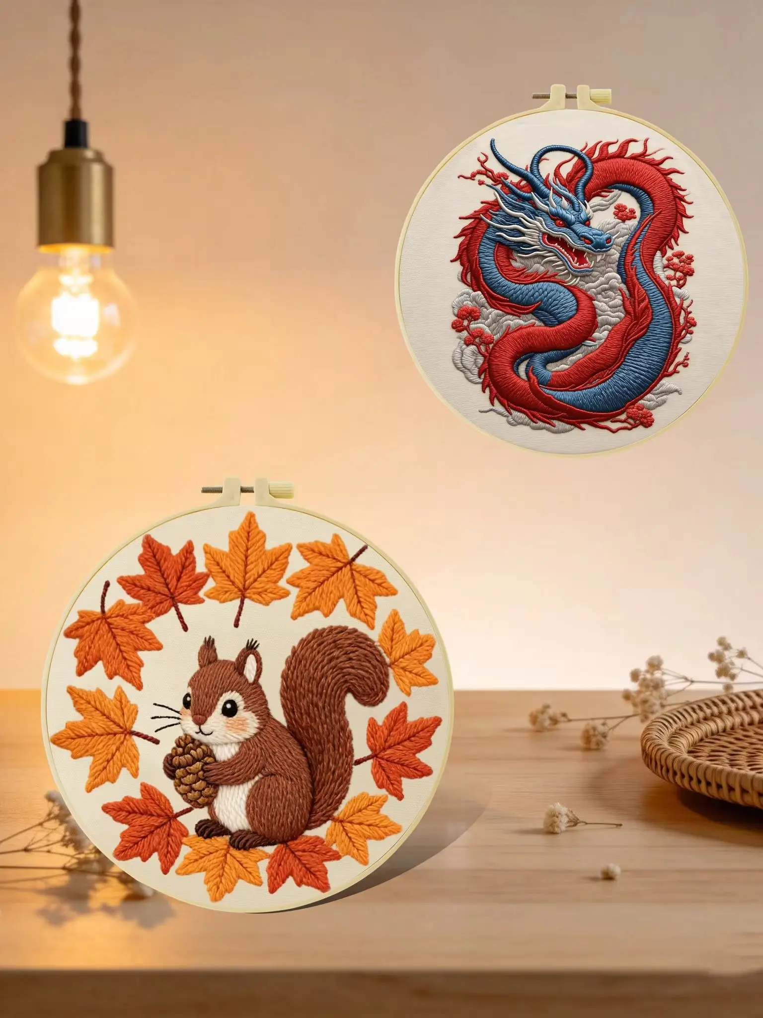 1 Stück DIY Tier-Stickerei-Werkzeugset für Anfänger, Heim-Nähhandwerk-Set, Stickerei-Set, Geschenk, Muster, Handgemacht – Detail 1