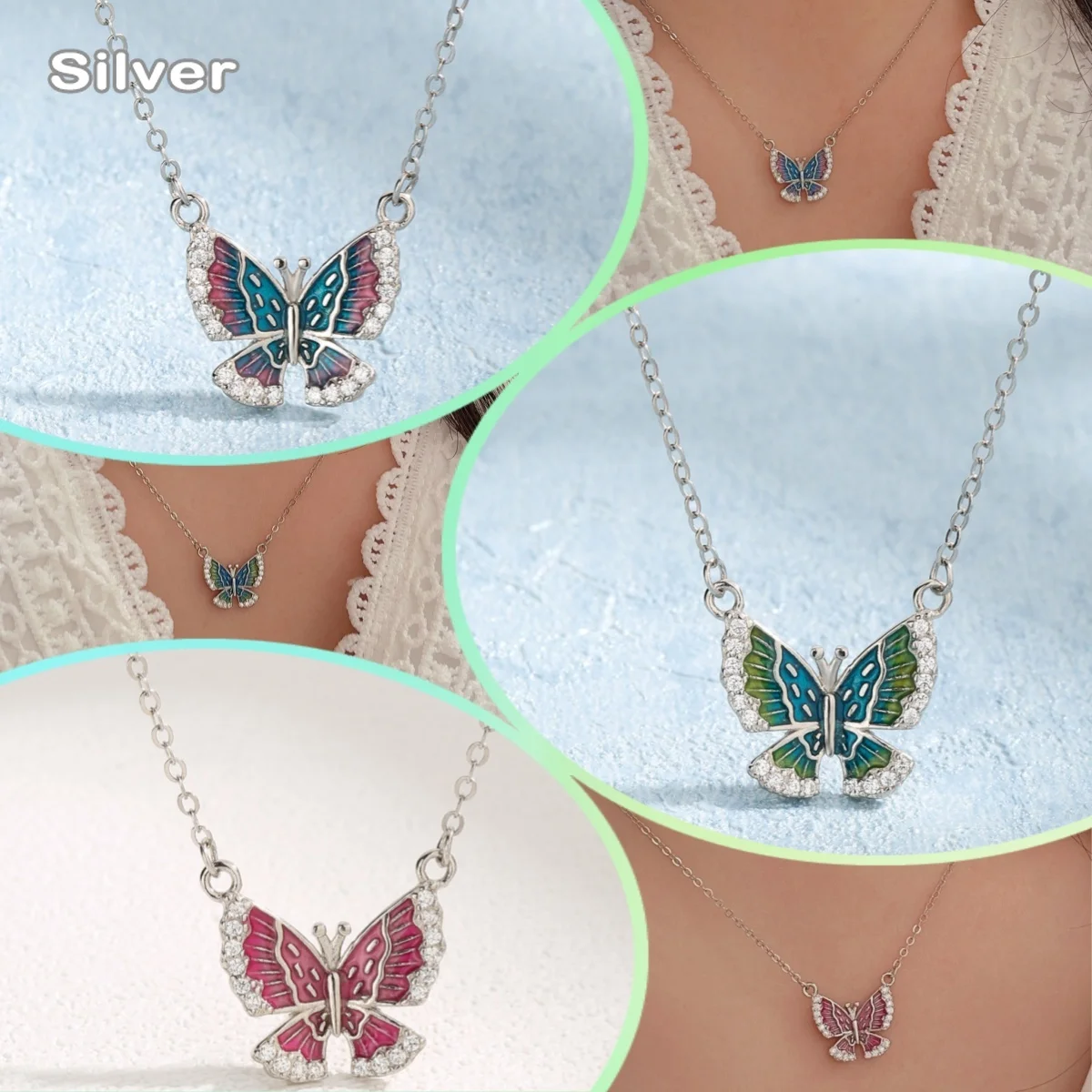 

Новинка 2024, Лидер продаж, ожерелье из стерлингового серебра S925 с различными качающимися жвачками и бабочками, модное элегантное ожерелье с высоким чувствительностью для женщин