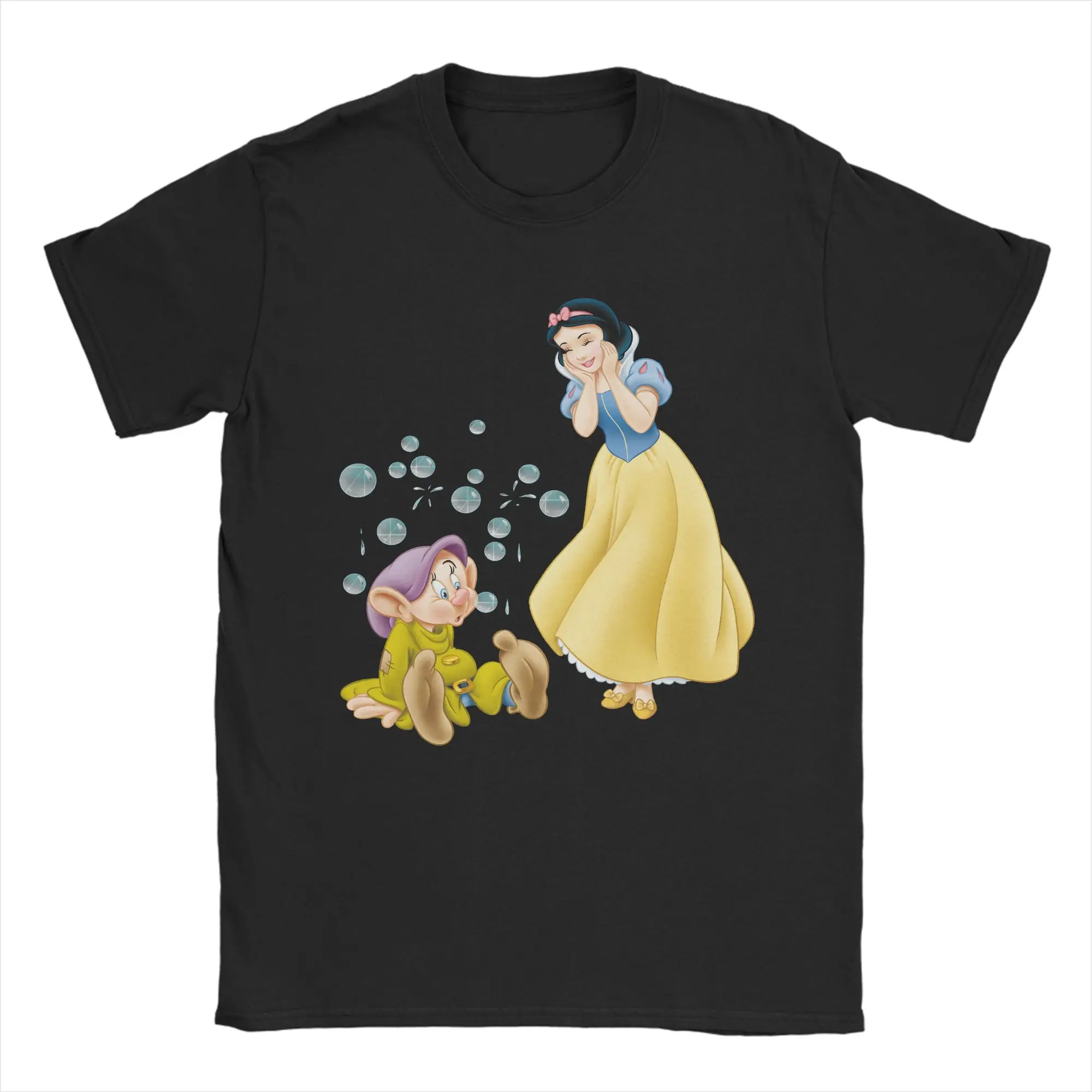 

Snow White and Dopey Bubbles Men T Shirt Funny Tees Short Sleeve Round Collar T-Shirts Pure Cotton Summer Clothing