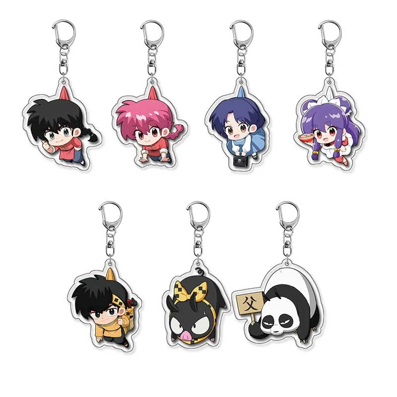 Anime Ranma 2/1 Nibun no Ichi figura Ranma Tendou Akane llavero acrílico versión Q lindo bolso de dibujos animados accesorios regalo de cumpleaños