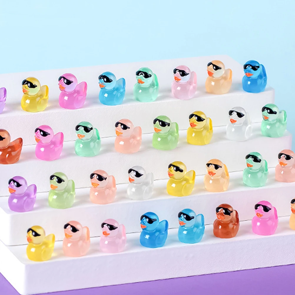 

36 Pcs Miniature Figures Lyrician Yellow Duck with Sunglasses Statue Decor Figurine