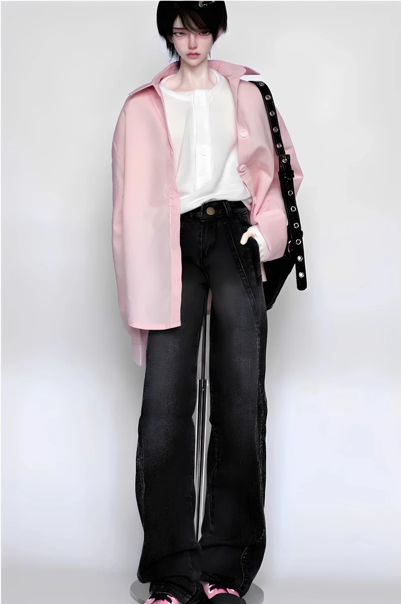 Bjd-Puppenkleidung eignen sich für 1/4 73, 75, Onkelgröße, zweifarbige, seitlich genähte Taschenjeans-Puppenzubehör