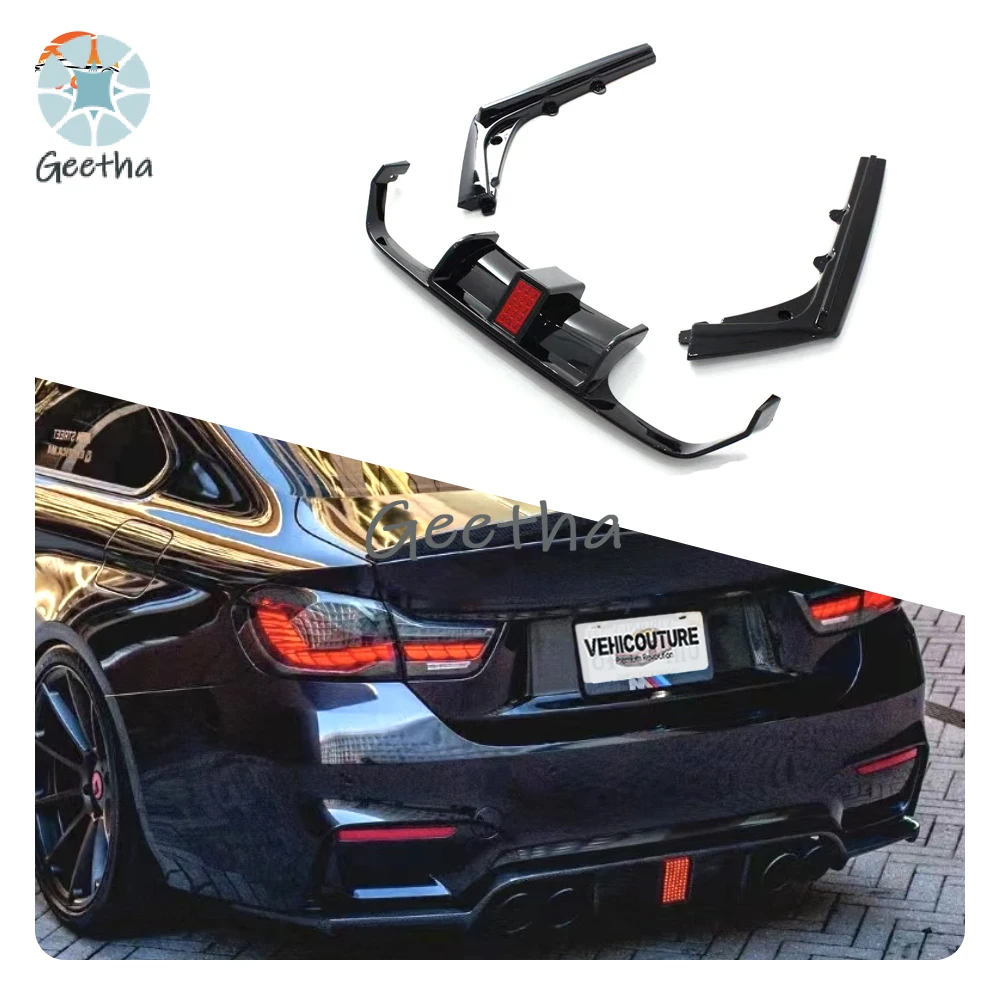 

For High Quality V Style Rear Bumper Diffuser With LED Car Accessories Auto Body Systems Rear Bumper With LED For BMW M3 F80 M4