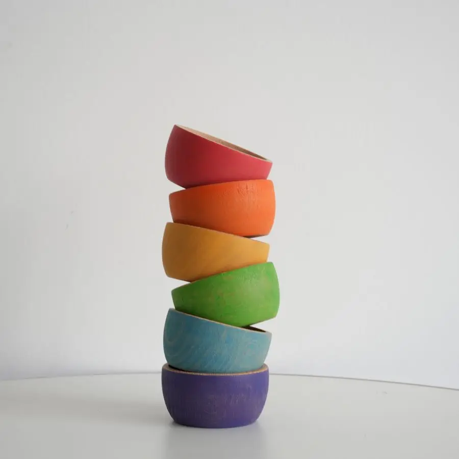 مجموعة بيض الطيور الملونة بألوان قوس قزح، وعاء التراص، ألعاب الأطفال، تصنيف الألوان، ألعاب ألغاز التعليم المبكر